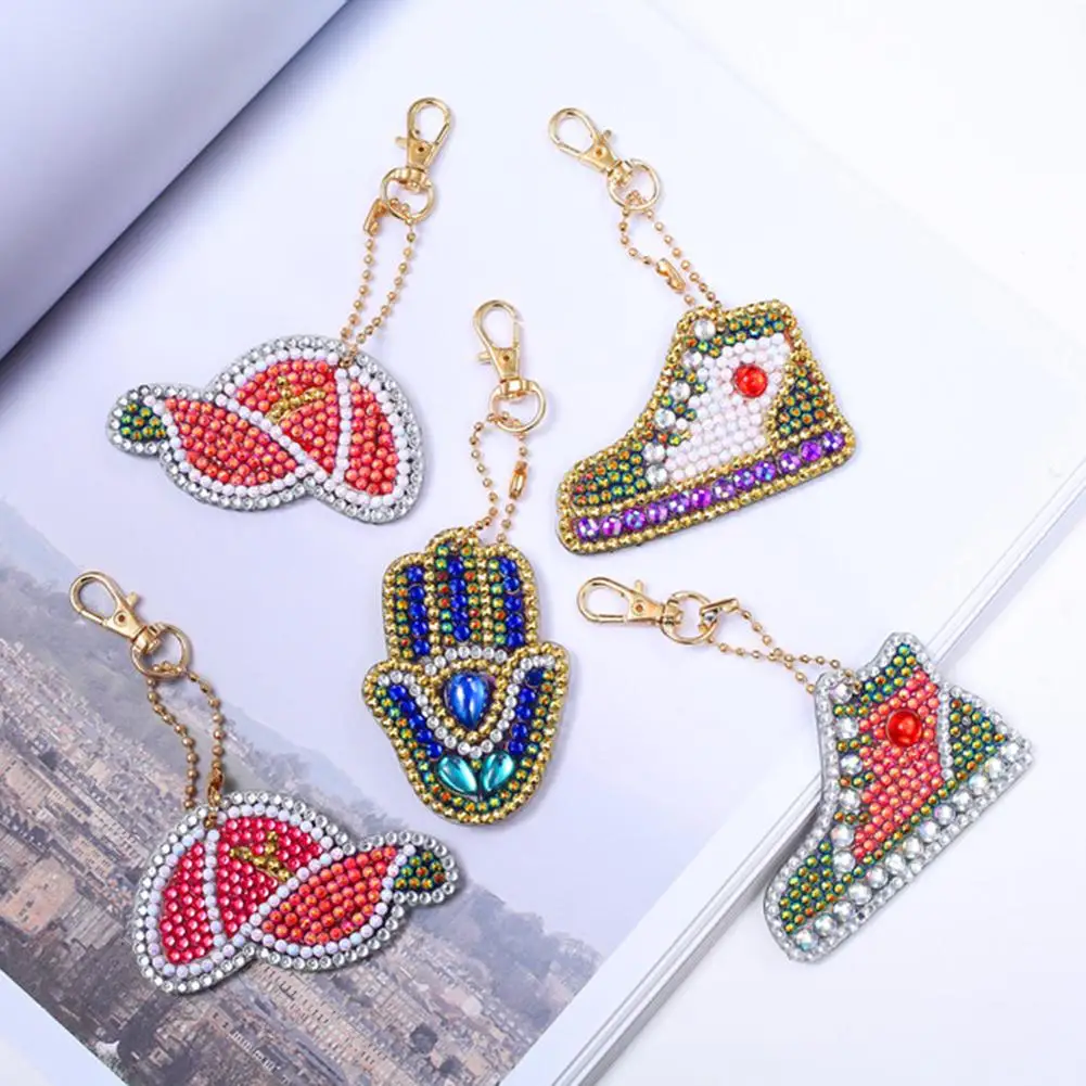 

5Pcs DIY Multi-shaped Diamond Painting Hat Shoe Glove Key Chain Holder Keyring 2019
