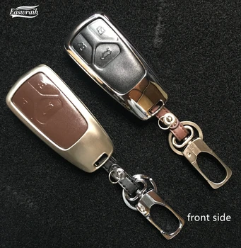 

Gift Car Zinc Alloy+Leather Key Cover Shell Holder For AUDI 2016 2017 Q7 A4L TT TTS Key Wallet Protective Interiror Accessories
