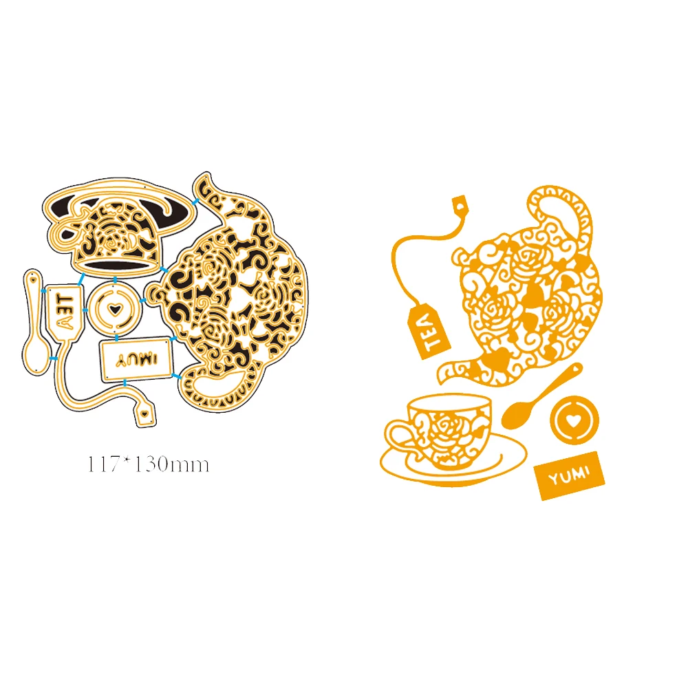 

Teapot Metal Cutting Dies Stencil Teacup Embossing Craft Cut Dies Stencils For DIY Scrapbooking Photo Album Card Paper