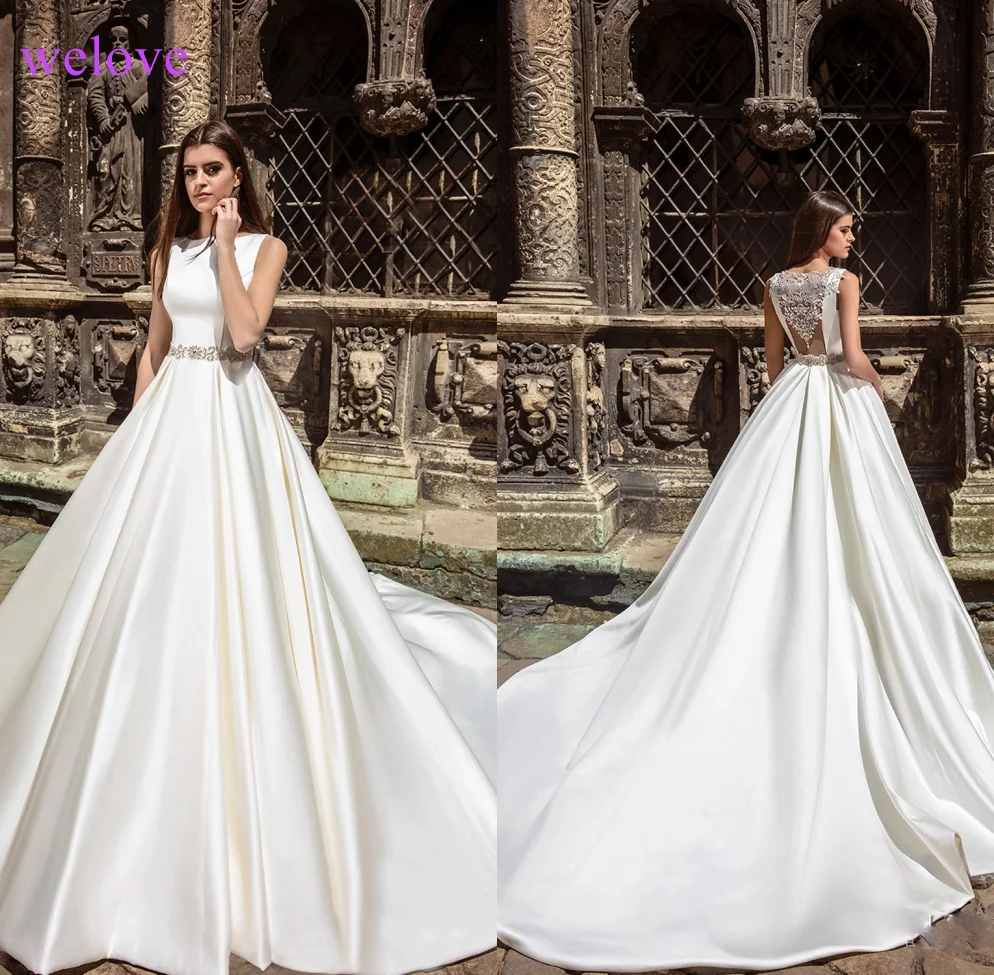 

Robe de mariee Luxury satin High-end Custom made lace Wedding dress 2019 New arrival wedding Dresses Vestido de Noiva Bridal Gow