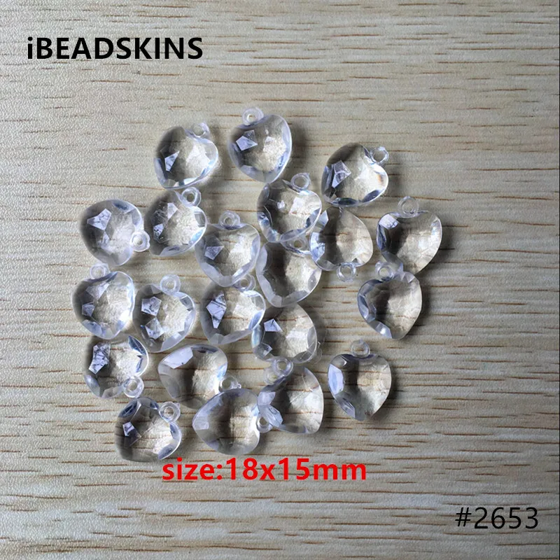 

New arrival! (choose color) 18x15mm 620pcs/lot clear Acrylic Faceted heart shape charm beads #2653(Design as shown )