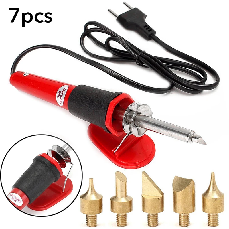 

Urijk 7 Pcs/Set Wood Burning Kit Creative Tools Set Electric Soldering Irons Pen Carved Pyrography Tools EU/US/UK 110-220V