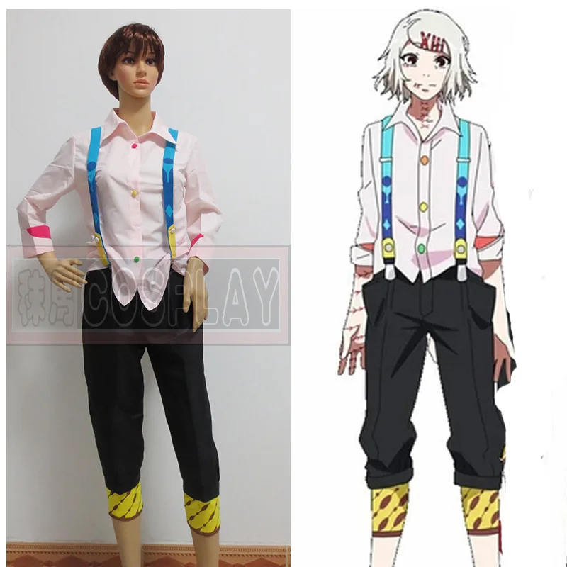 

Tokyo Ghoul Tokyo Guru Cosplay Women Costume Juuzou Suzuya full set outfits (shirts+pants+braces+leg guard) In stock