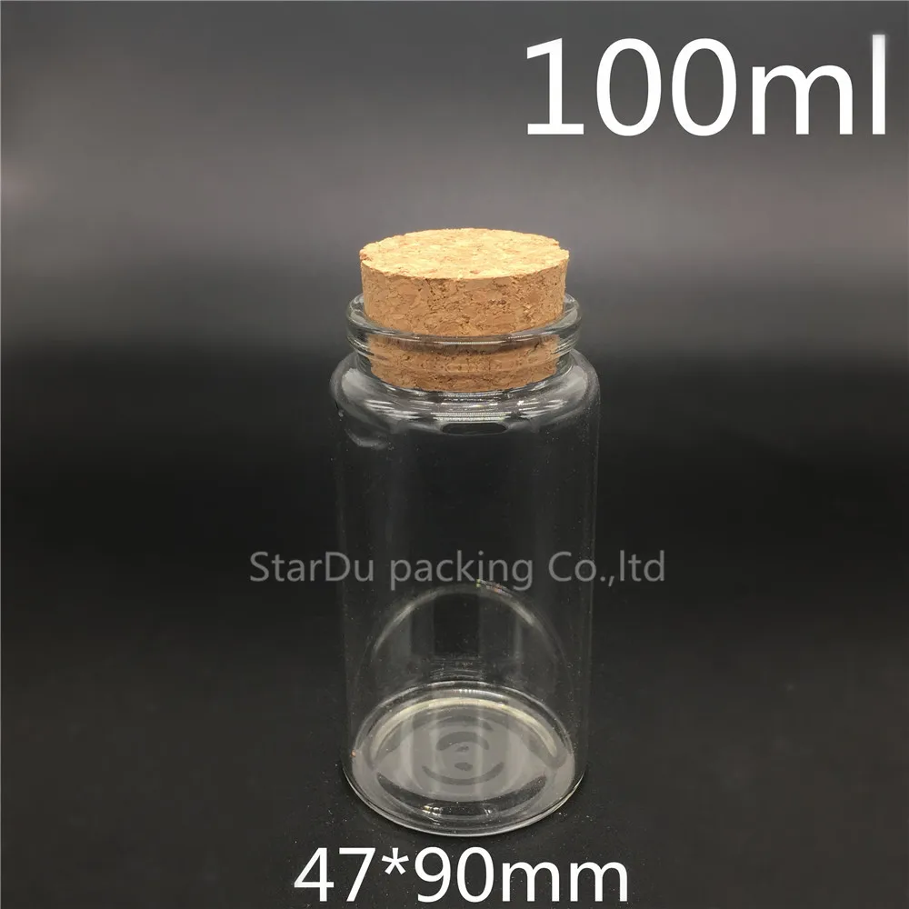 Free shipping 100ml Clear Glass Bottle with Cork, cork jar 100cc Sample Vials, Glass Cork Bottle