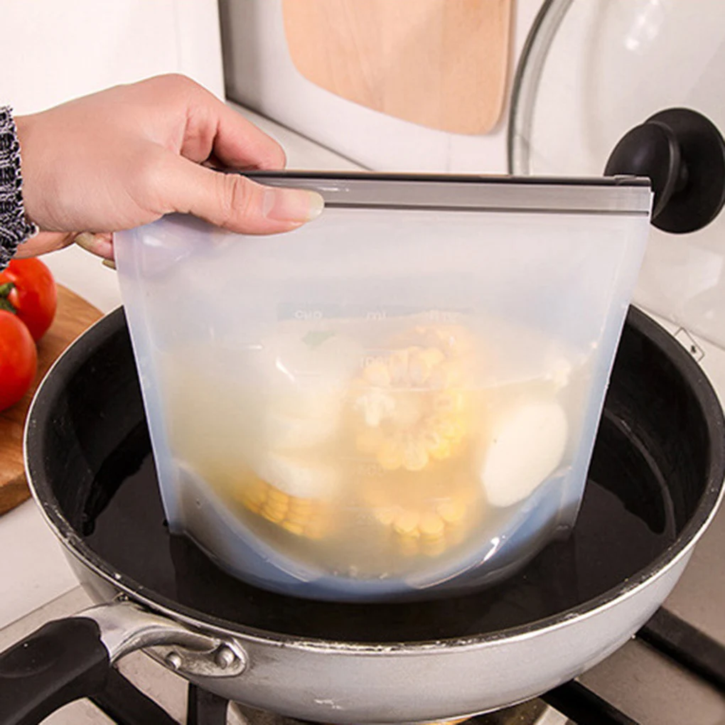 Reusable Silicone Vacuum Seal Food Fresh Bag Fruit Meat Milk Storage