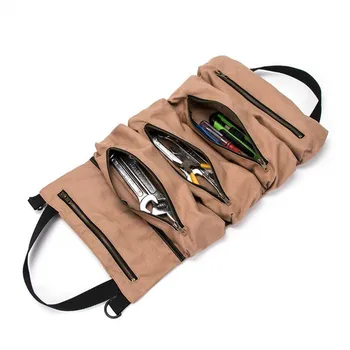 

Car Anti Kick Mat Car Seat Back Hardware Storage Tool Canvas Roll Plier Screwdriver Spanner Bag Bolsa De Coche Jy3