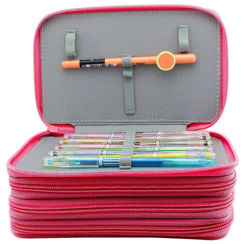 Portable Fashion 52 Holes Pencil Bag Threelayer Large Capacity Unique