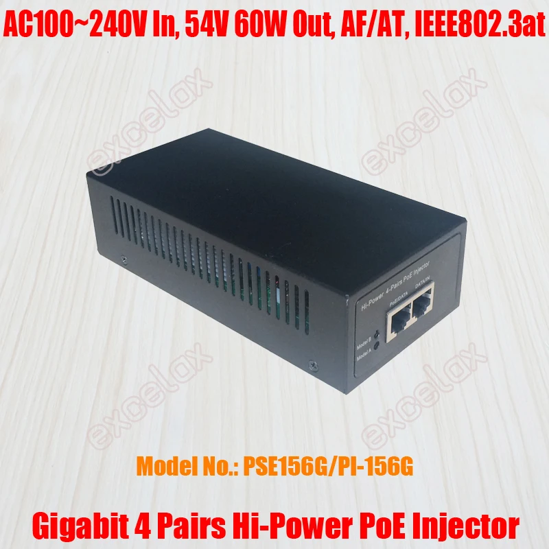 1000 м гигабитный Однопортовый IEEE802.at 4 пары 56 в 60 Вт AC100 ~ 240 В высокомощная сеть PoE