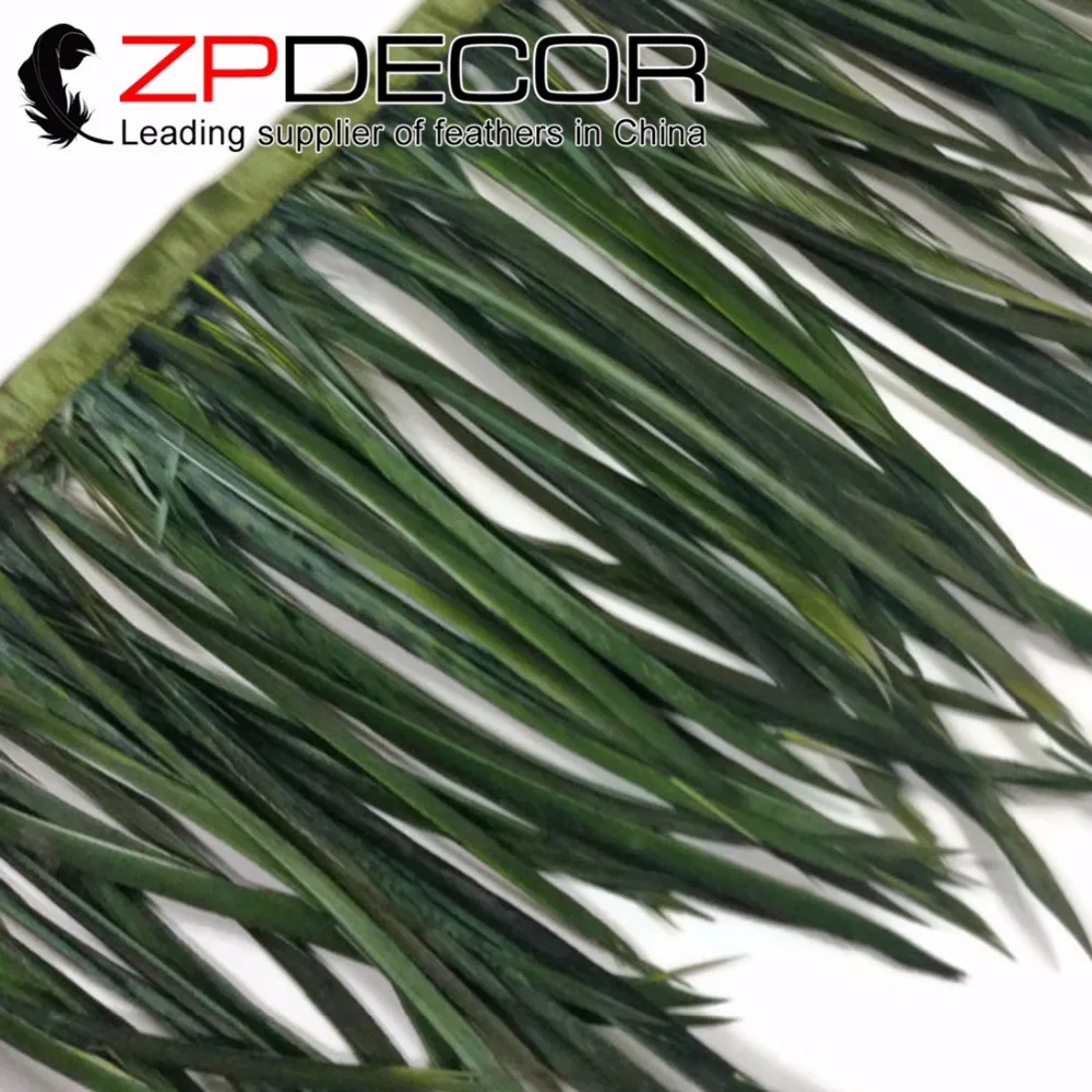 

ZPDECOR 10yards/lot 2016 New Arrival Dyed Olive Stripped Goose Biot Feather Trim for DIY Decoration