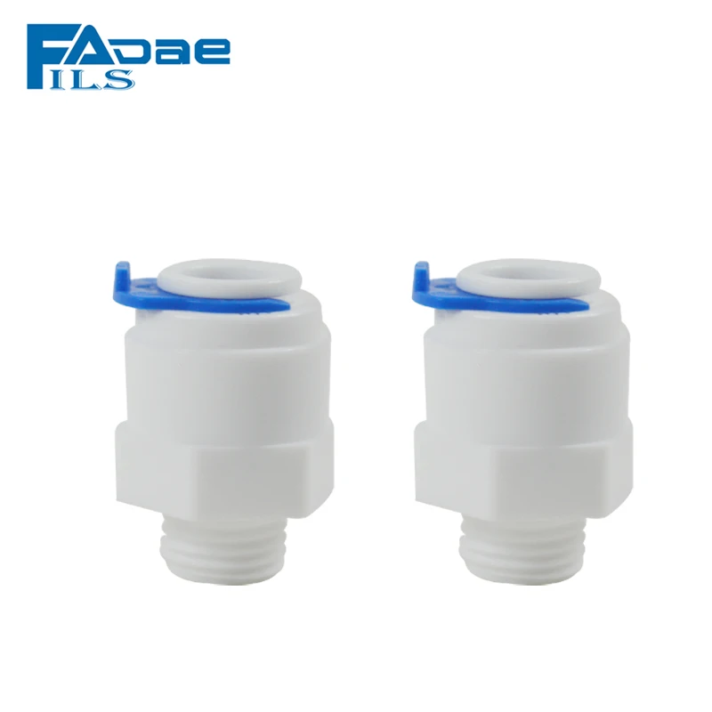 

1/4" hose x 1/8" Thread Male Straight Quick Connector for RO Water Filter Pack of 2