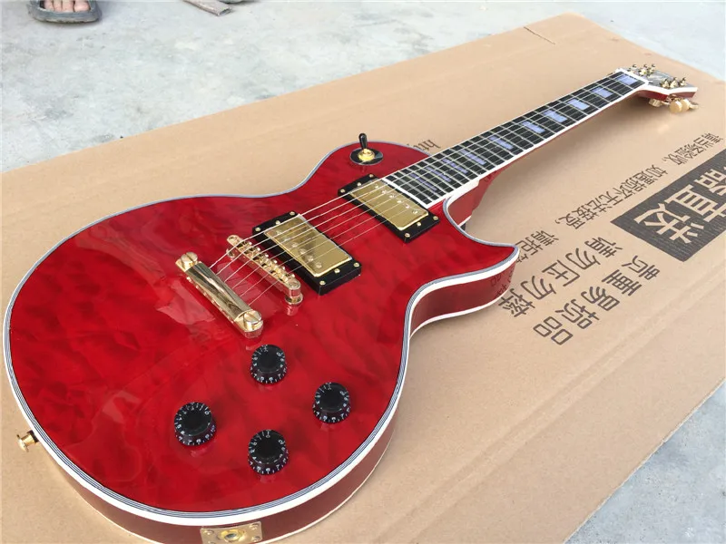 

Electric guitar +ELECTRIC GUITAR+maple flame lp custom guitar+Red wine color+GUITAR IN CHINA