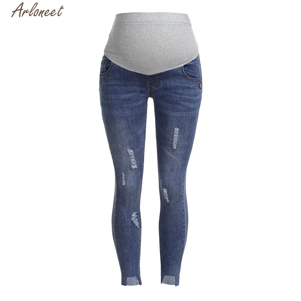 

ARLONEET Clothes Pregnant Woman Jeans Maternity Nursing Prop Belly Pants Trousers Spring Summer Solid Denim Jeans Pregnant