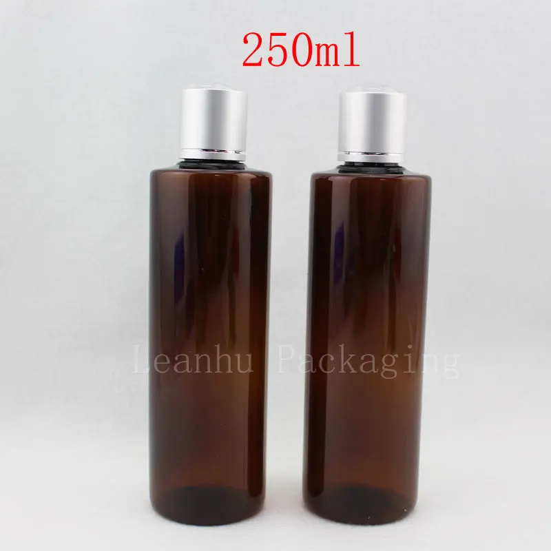 Download 250ML Anodized aluminum Disc top cap plastic bottles containers for traveling refillable brown ...