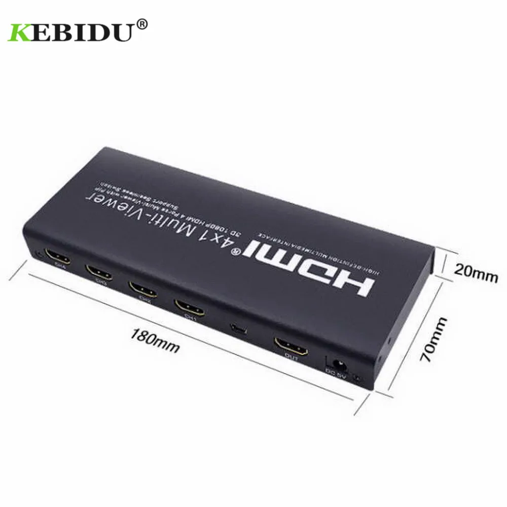 

Kebidu 1080P 3D 4x1 HDMI Multi-Viewer HDMI Quad Screen Real Time Multi-Viewer HDMI Splitter Seamless Switcher with IR Control