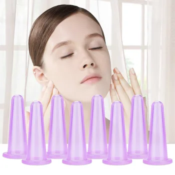 

8pcs Facial Eye Anti Age Silicone Cupping Cup Set For Face Neck Back Eyes Massage Vacuum Cans Suction Anti-cellulite Massager