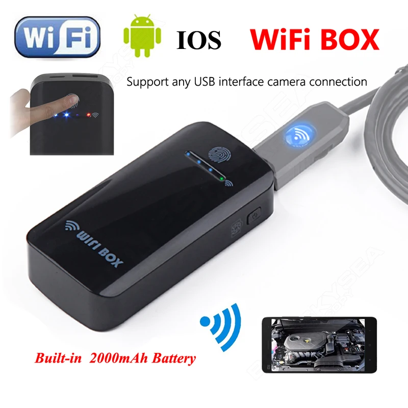 Blueskysea Беспроводной Wi-Fi коробка для USB эндоскопа enspection Камера Встроенный 2000 мАч
