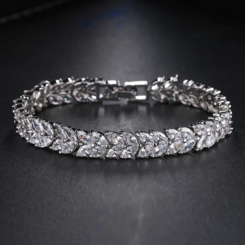 

New Design Sales Top Quality Marquise AAA+ Cubic Zirconia Women Bracelets White Gold Color Trendy Women Bracelet Gifts B-053
