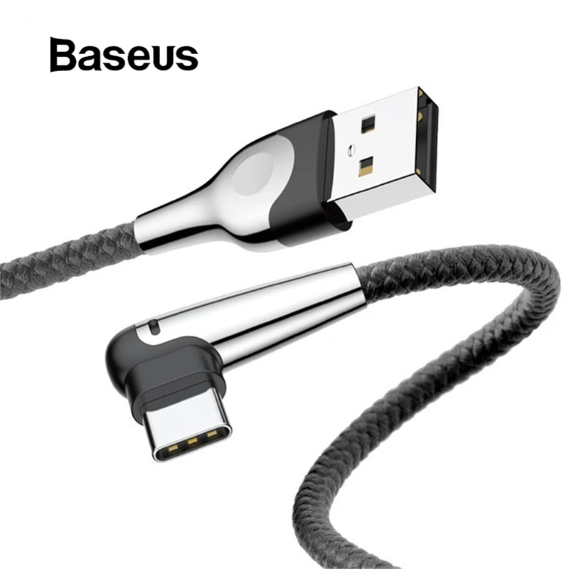 

Baseus Led Light USB Type C Cable 90 Degree for xiaomi redmi note 7 USB C Cable for samsung galaxy s9 plus Type C Cable