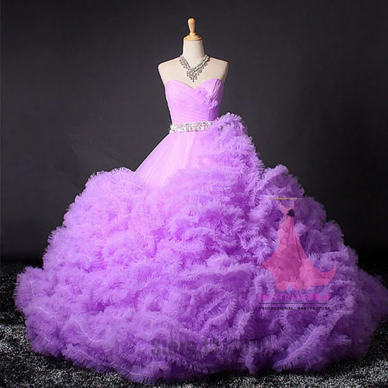 2017 New Stock Plus Size Women Bridal Gown Purple Wedding Dress