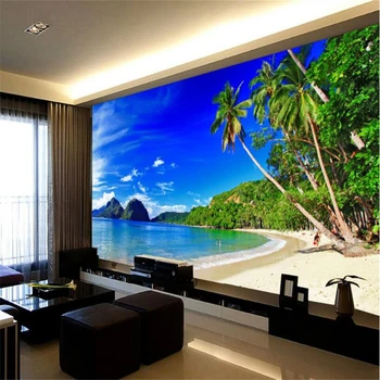 

beibehang Custom 3d wallpapers beautiful romantic beach sand landscape picture TV background living room wall decoration
