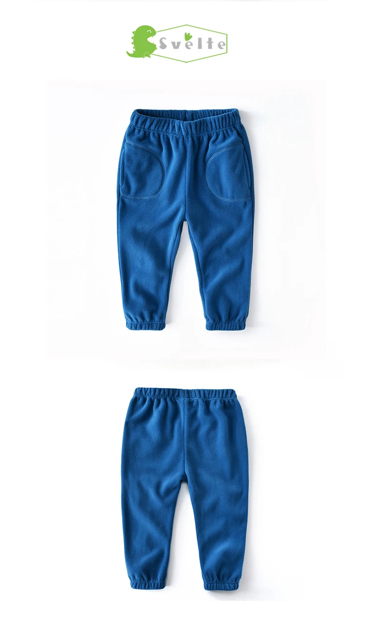 SVELTE/штаны из плотного флиса с 2 карманами для мальчиков от 2 до 7 лет на осень и зиму, Детские повседневные однотонные брюки детские спортивные штаны для бега