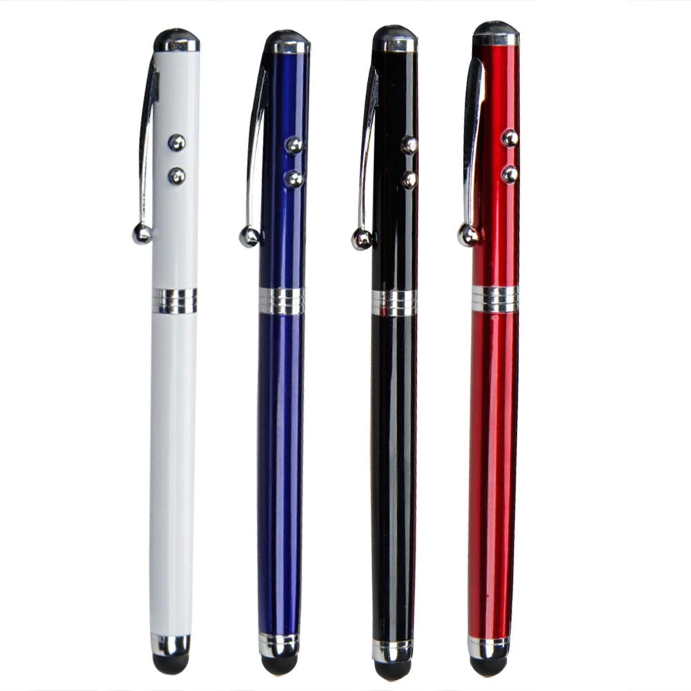Nueva llegada 4 en 1 linterna LED portátil lápiz puntero láser bolígrafo táctil enseñar PPT| | - AliExpress