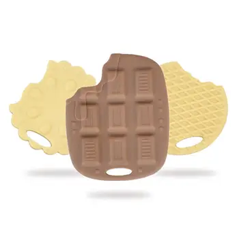 

New Silicone Chocolate Biscuits Shape Baby Teether Tool Infant Biting Teething Toy
