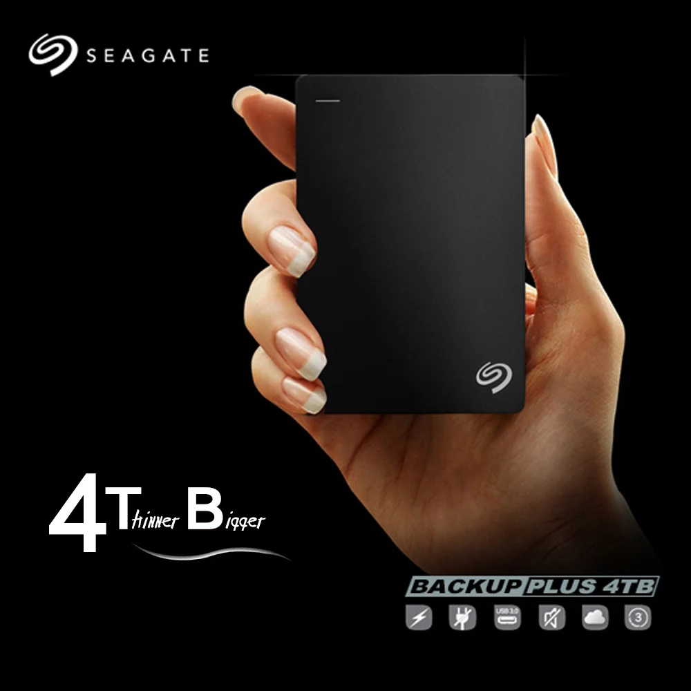 Seagate внешний жесткий диск 1 ТБ 2 ТБ 4 ТБ резервного копирования плюс тонкий USB 3,0 HDD 2," Портативный внешний жесткий диск для настольных ПК ноутбук