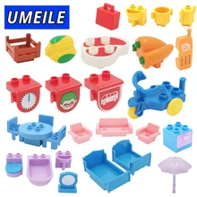 UMEILE Duplo Table Chair Cradle Lou Yi Case Building Block Accessories Home Furnishing Decoration Brick Play House Girl Toys