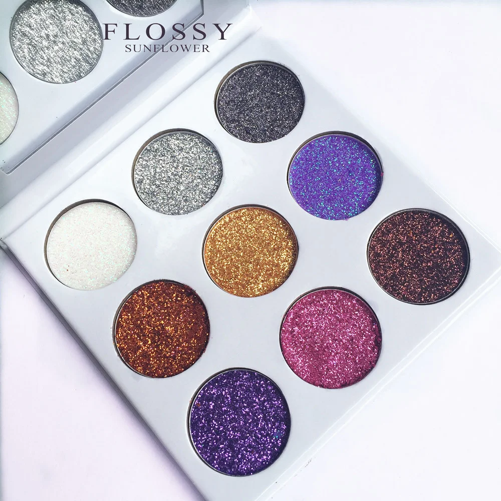 9 цветов Тени для век с блестками Алмазная Радуга макияж косметика прессованные