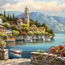 Рамка настенное украшение «сделай сам» картина по номерам романтическая гавань ручная роспись льняная живопись для гостиной 40*50 см