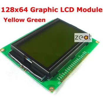 

128x64 12864 128*64 Graphic Dot Matrix LCD Module Yellow Green LED Backlight ST7920 Free Shipping Free Tracking