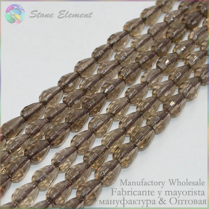 

Grade A Quality Natural Light Color Smoky Quartz Faceted Teardrop / Tear Drop Beads 6x9 / 7x12 mm
