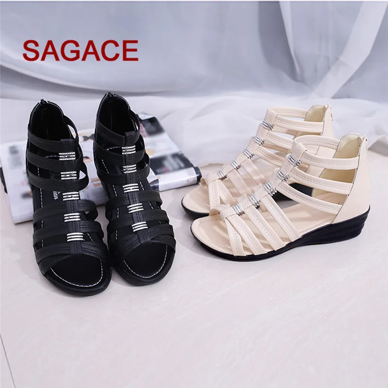 

HB@2018 SAGACE Women Rhinestone Breathable Flat Anti Skidding Open Toe Beach Shoes Rome Sandals