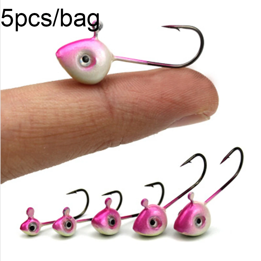 

5PCS/Lot Mini Fishing Jig Head Hook Lure 0.5g /1g /2g /3g /4g /5g Simulation Bait Fishhook Barbed Single Hook Fishing Tackle