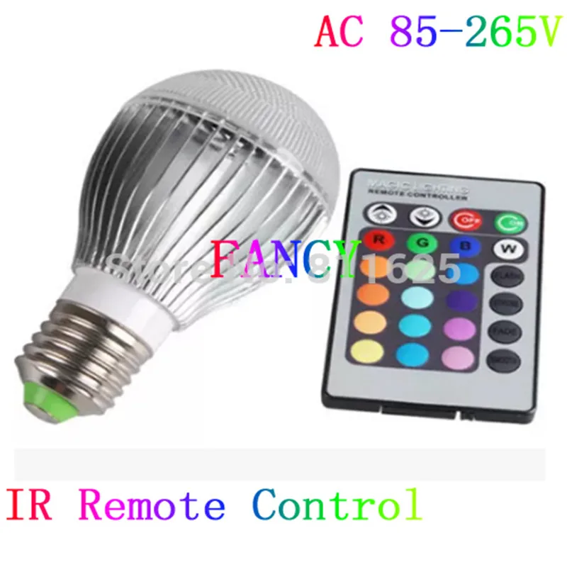 

AC85-265V 3W RGB LED Bulb  E27 Changeable RGB LED Lamp with IR remote control free shipping