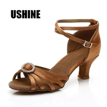 Обувь для латинских танцев, каблук 7 см/5 см, атласная обувь для латинских танцев, женская обувь для сальсы, бальных танцев, Zapatos De Baile Latino Mujer 218b