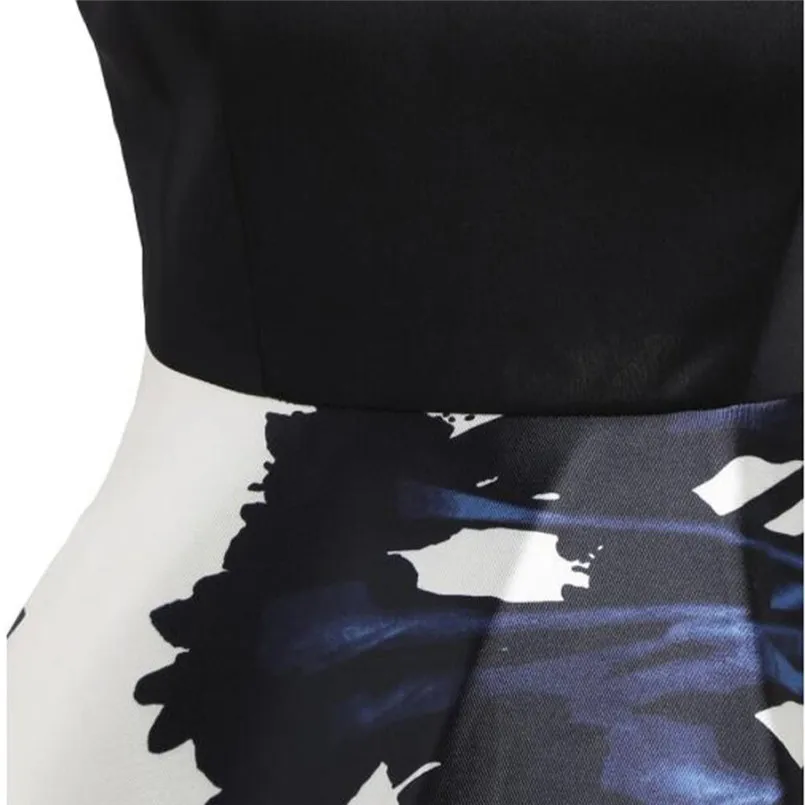 New Fashion Women Summer Off Shoulder Vintage Print Retro Rockabilly Cocktail Dress Elegant Ladies Casual Party Vestidos #4R09   (8)