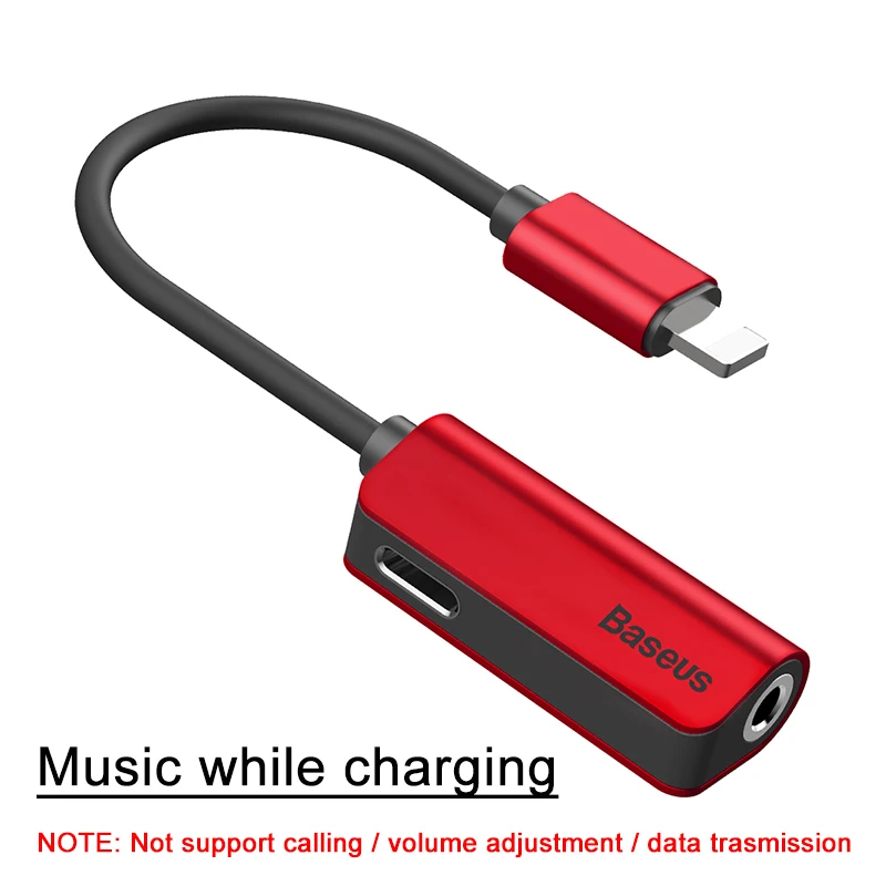 Аудио кабель для iPhone 8 7 6 сплиттер кабеля для iPhone до 3,5 мм Jack адаптер для iPhone Aux кабель iOS 11 - Цвет: Красный