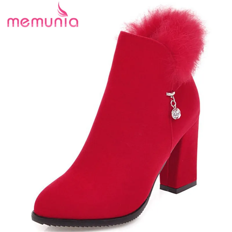 

MEMUNIA new arrive 2020 fashion super high heel boots autumn winter ankle boots for women round toe square heel boots size 34-43
