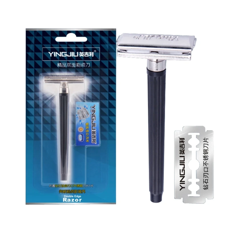 Men's Classic Manual Razor Men's Double sided Safety Razor 1 Razor Handle + 1 Razor Blade Men