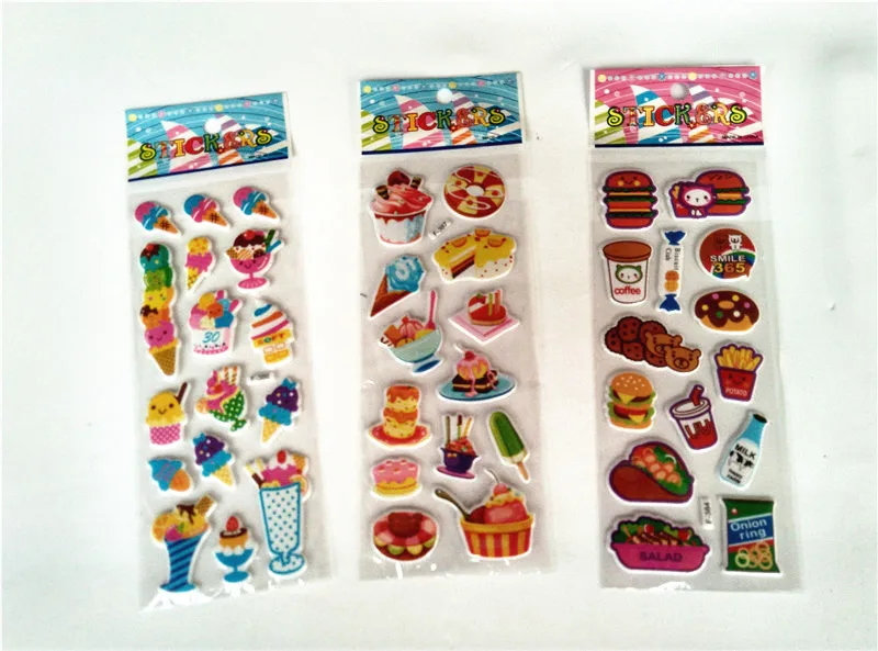 Happyxuan 12 листов милые детские выпуклые наклейки для девочек одежда с героями мультфильмов еда овощи школа учитель награда детские игрушки