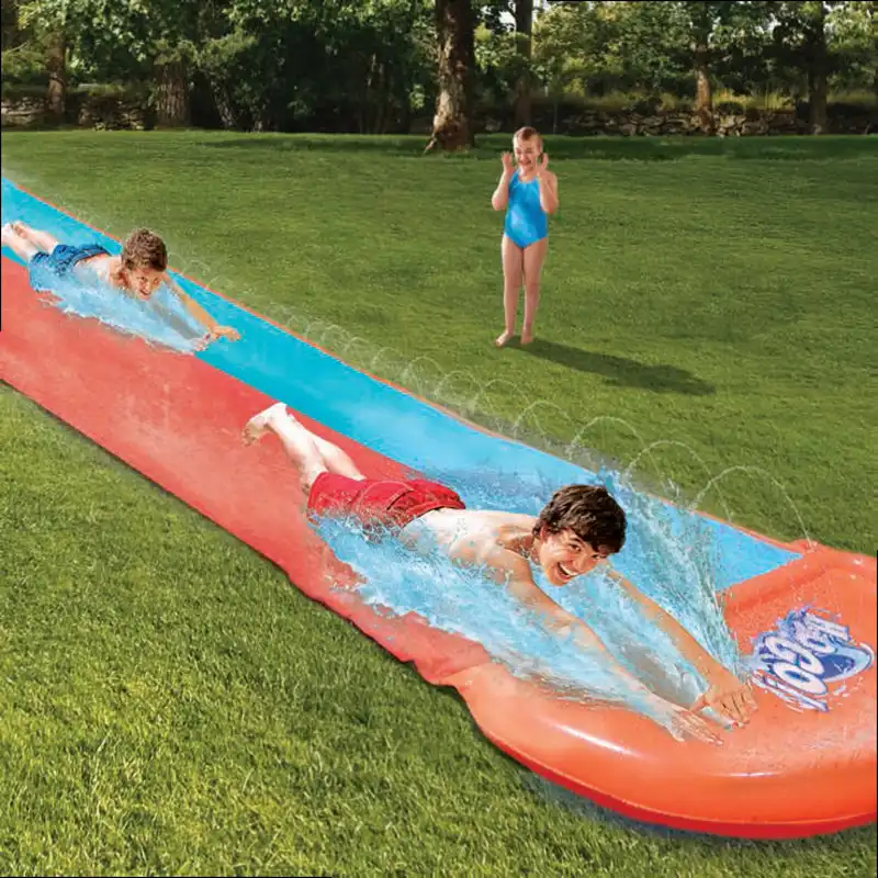 inflatable double water slide with splash pool