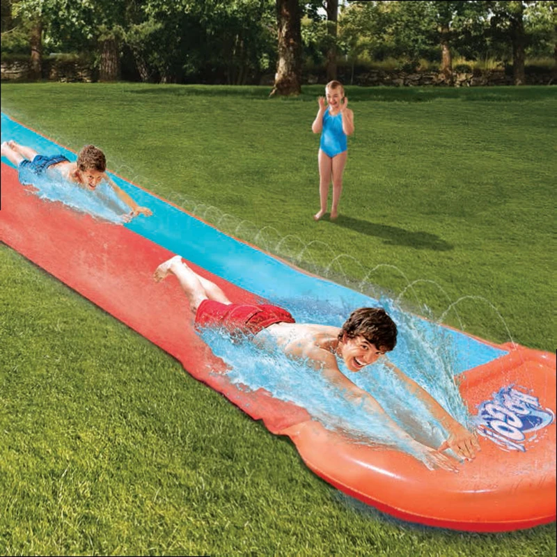

Inflatable Racer Water Slide Double Surf Rider N Slide Blast Through Splash Pool Kids Park Backyard Play Fun Outdoor Splash Slip