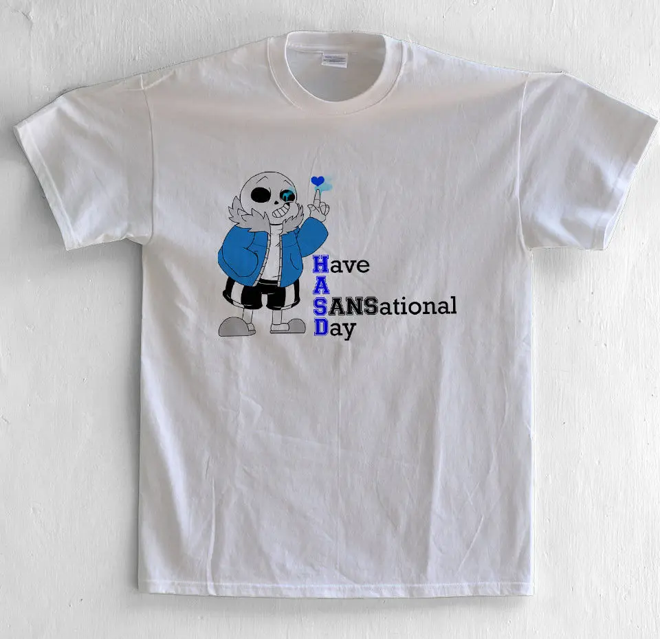 Белая футболка с героями мультфильмов Undertale Sans Have A Sansational Day Game Inspired Мужская