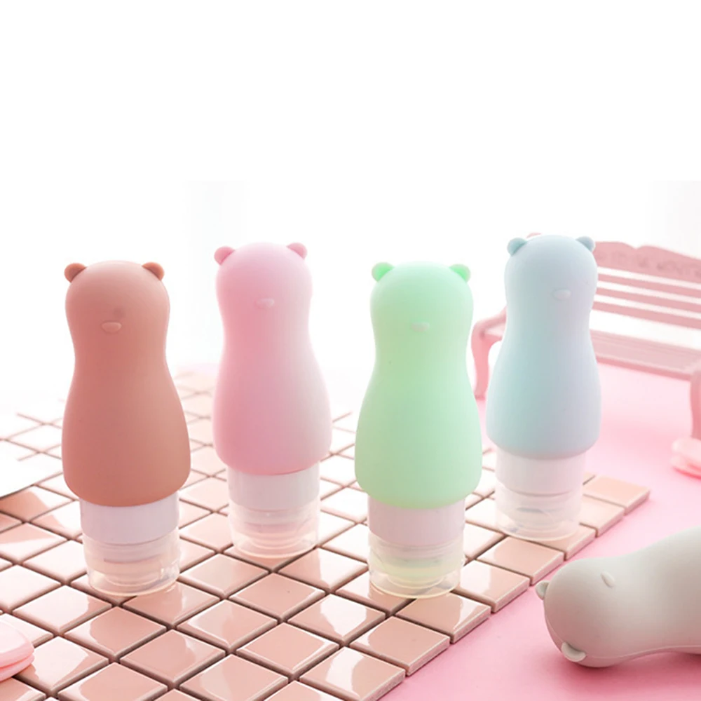 1 PC 90 ML Cute Animal Travel Food-grade Press Silicone Bottles Shampoo Shower Gel Lotion Sub-bottling Tube Squeeze Empty Bottle