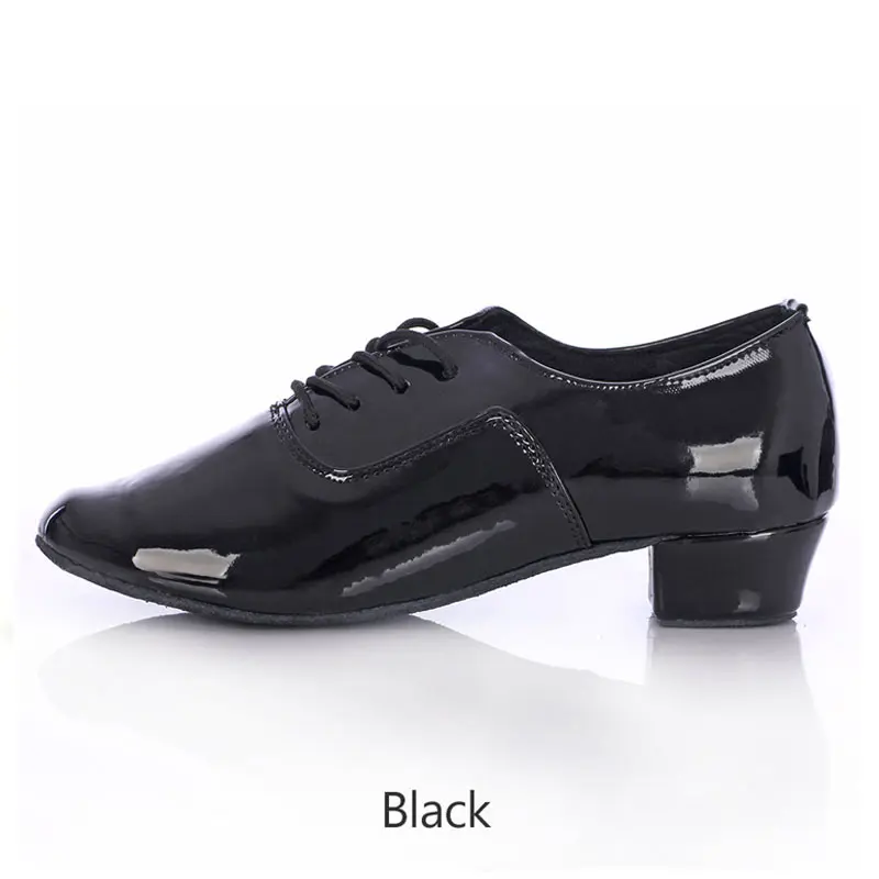 Мужская обувь для латинских танцев из искусственной кожи с мягкой подошвой; Мужская Обувь для бальных танцев, танго, джаза, сальсы; обувь для танцев высокого качества для мальчиков; - Цвет: Black