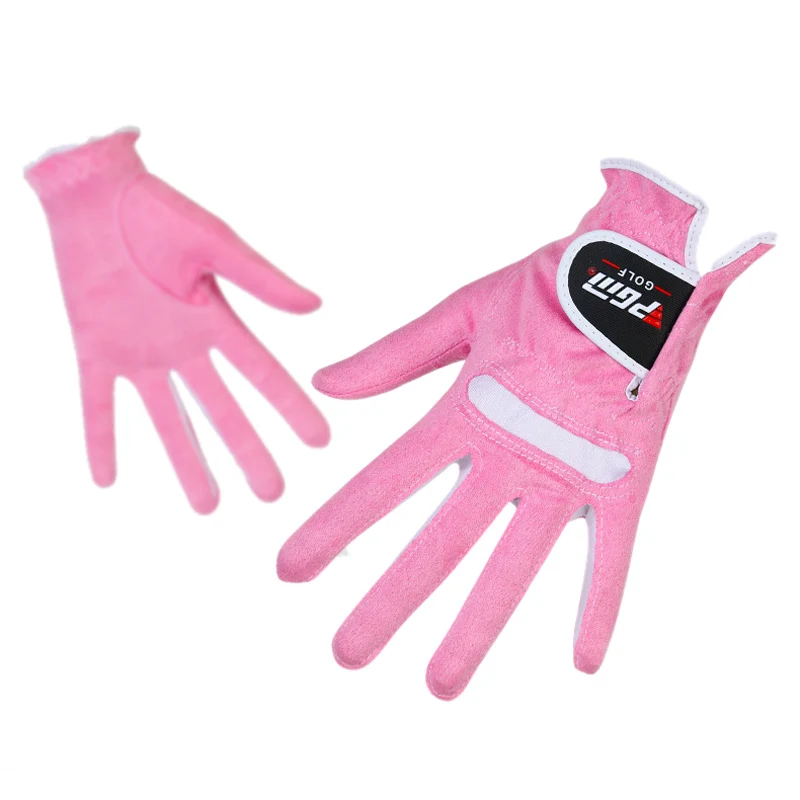 

PGM high quality brand women golf gloves outdoor sports super fiber cloth pink white lady's gloves elastic rubber breathable