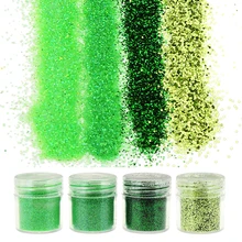 4 бутылки/набор зеленый блеск драгоценных камней 1 коробка 10 г блестки пыль блеск лак для ногтей украшения BG045-BG048