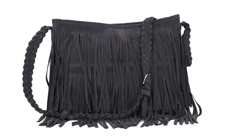 2022 Hot sale Fashion Women's Velour  Weave Tassel Shoulder Bag Messenger Bag Fringe Handbags 3 Colors